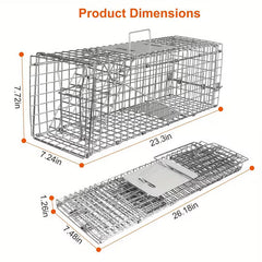 23" Humane Animal Trap Cage – Heavy-Duty Folding Catch & Release Rodent Trap