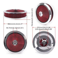 Universal 14x3" aluminum air cleaner top assembly