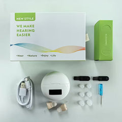 Rechargeable Hearing Aids for Seniors with Noise Reduction & Charging Case