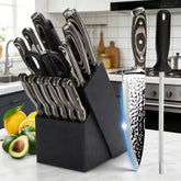 15-Piece Self-Sharpening Kitchen Knife Set with Wooden Block