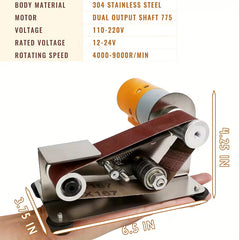 Mini Electric Belt Sander – 7-Speed 110V Grinder & Polisher for Wood & Metal Work