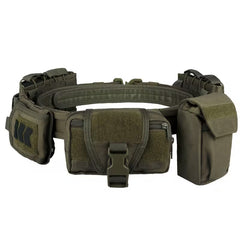 Heavy-duty MOLLE tactical belt with quick-release buckle