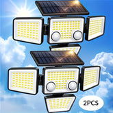 Solar Outdoor Motion Sensor Light, 4-Head 270° Wide-Angle IP65 Wall Light