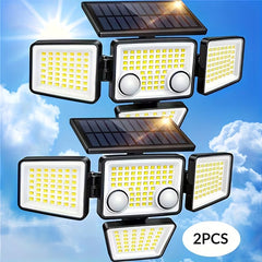 Solar Outdoor Motion Sensor Light, 4-Head 270° Wide-Angle IP65 Wall Light