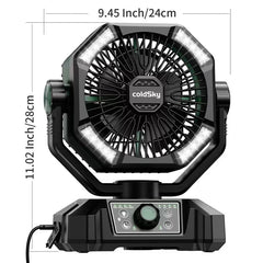 Portable Camping Fan, 8-Speed Rechargeable Dual-Motor Fan with Remote Control