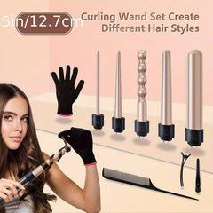 5-in-1 Curling Iron Set – Ceramic Interchangeable Barrels for All Hair Types