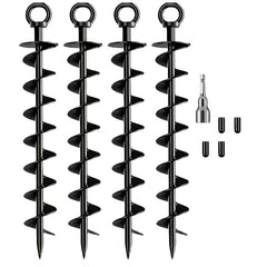 4-pack 15-inch heavy-duty spiral ground anchors for secure outdoor use