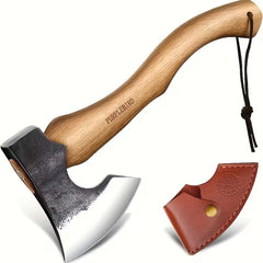 14" Carbon Steel Hand-Forged Hatchet Axe – Bushcraft & Camping Tool with Sheath