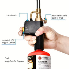 Trigger-Start MAPP/Propane Gas Torch Kit – High-Intensity Flame for Welding & Heating