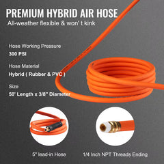 VEVOR 50FT Retractable Air Hose Reel – 300 PSI, 180° Swivel Mount