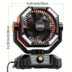 20,000mAh Rechargeable Camping Fan with LED Lanterns & Remote Control