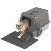 CITYLIFE Oversized Stainless Steel Cat Litter Box – Covered & Anti-Splash Design