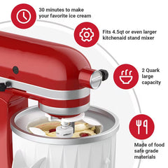 2-Quart Ice Cream Maker Attachment – Compatible with KitchenAid Stand Mixers