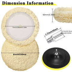6-piece 8-inch wool buffing and polishing pad set