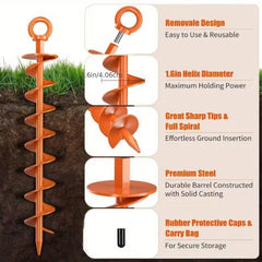 4-pack 15-inch heavy-duty spiral ground anchors for secure outdoor use