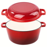 6QT Enameled Cast Iron Dutch Oven – 2-in-1, Oven Safe & Nonstick