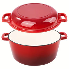 6QT Enameled Cast Iron Dutch Oven – 2-in-1, Oven Safe & Nonstick