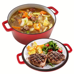 6QT Enameled Cast Iron Dutch Oven – 2-in-1, Oven Safe & Nonstick
