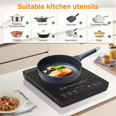 AMZCHEF 1800W Induction Cooktop – Touch Control with Timer & Safety Protection