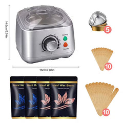 Hard wax warmer kit with wax beans and accessories