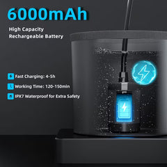 Portable rechargeable camping shower with foldable bucket
