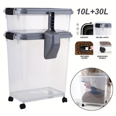 30+2.64 Gal Pet Food Storage Container – Airtight, Stackable & Wheeled