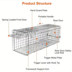 23" Humane Animal Trap Cage – Heavy-Duty Folding Catch & Release Rodent Trap