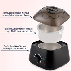 Hard wax warmer kit with wax beans and accessories