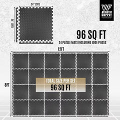 CAPHAUS EVA Foam Floor Tiles – 1/2" Thick, Interlocking 24" x 24" Mats, 96 Sq. Ft. Coverage