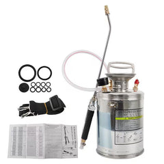 1-Gallon Stainless Steel Hand Pump Sprayer – 12" Wand with 3.3FT Hose