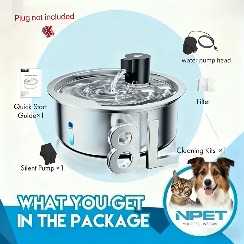 8L Pet Water Fountain – Large Capacity, Fresh Water Supply for Cats & Dogs