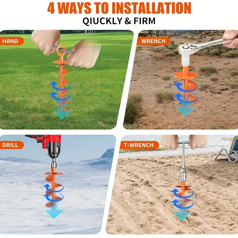 4-pack 15-inch heavy-duty spiral ground anchors for secure outdoor use