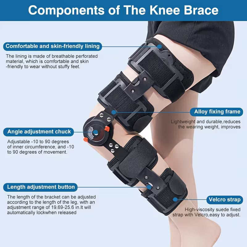 Adjustable hinged knee brace for support and stability