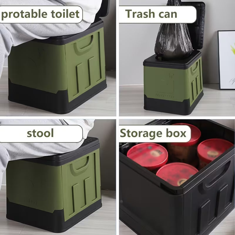 Portable folding emergency toilet for camping, RVs, and travel