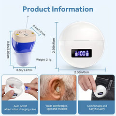 Rechargeable Hearing Aids for Seniors with Noise Reduction & Charging Case