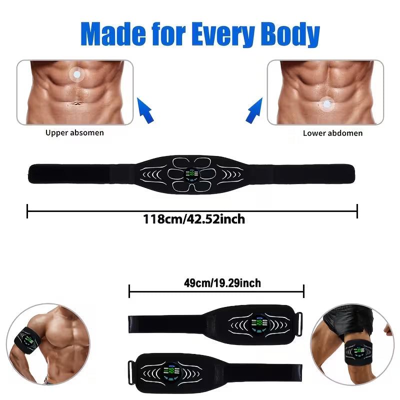 Rechargeable EMS Muscle Stimulator Fitness Belt with Abdominal & Arm Trainers