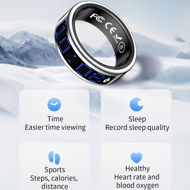 Smart Ring with Display & Charging Dock – IP68 Fitness Tracker