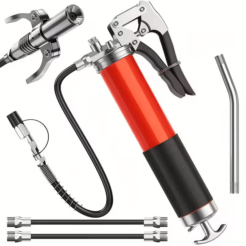 8000 PSI heavy-duty grease gun kit with locking coupler