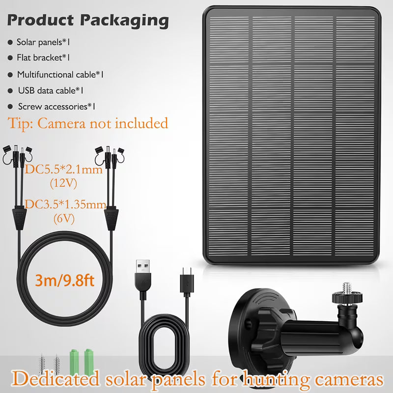 12V/6V Solar Panel with 5000mAh Battery for Trail Cameras