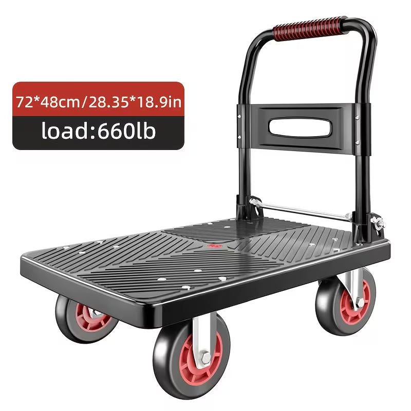 Folding Flat Cart with 660 Lbs Capacity & Swivel Wheels