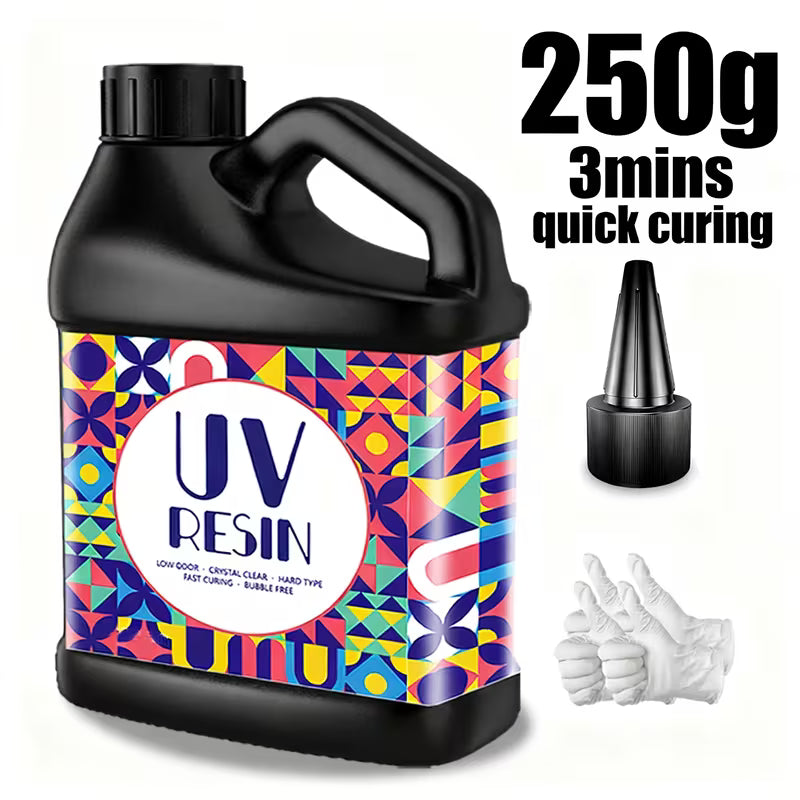 250g UV Resin Kit – Crystal Clear, Fast-Curing with UV Light for Jewelry Making