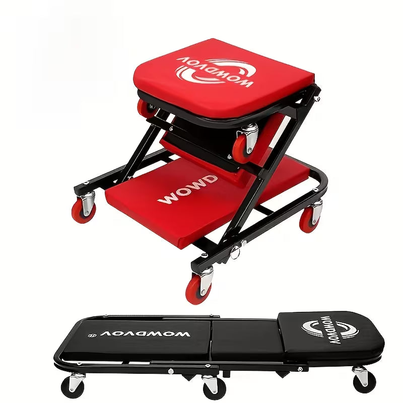 36" Foldable Z-Crawler 2-in-1 Creeper – 300 Lb Capacity with 6 Wheels