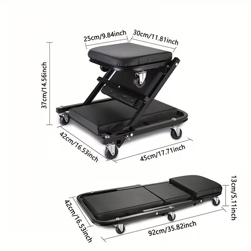 36" Foldable Z-Crawler 2-in-1 Creeper – 300 Lb Capacity with 6 Wheels