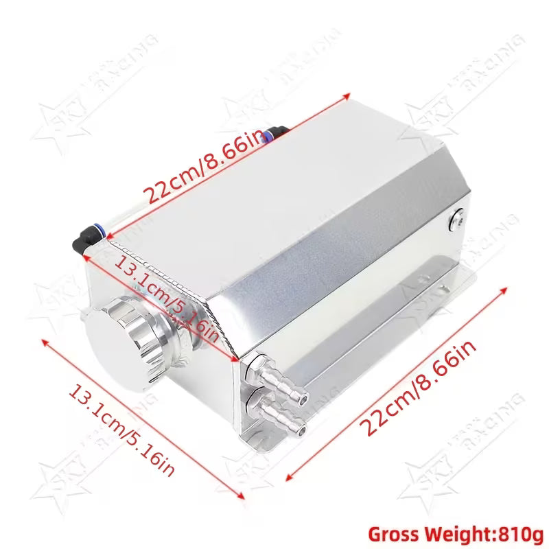 Universal aluminum coolant overflow reservoir tank