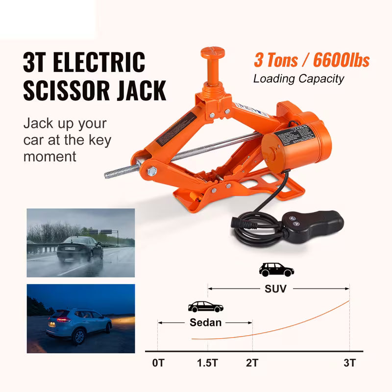 3-ton electric scissor jack for quick tire changes