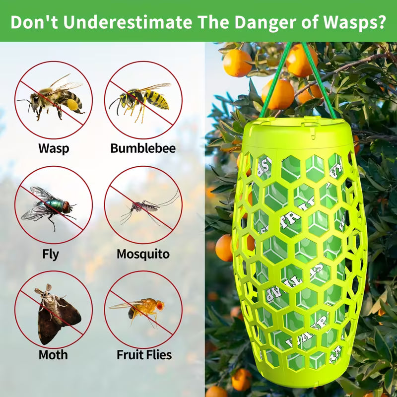 Set of 2 Outdoor Wasp Traps, Bee Catchers, Green Jacket Traps