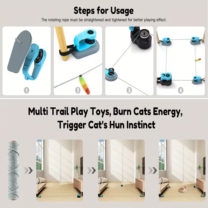 Interactive Cat Exercise Toy – Automatic Feather & Mouse Chase Toy for Indoor Pets