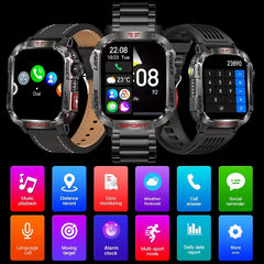 Rugged Outdoor Smartwatch with Call Function, LED Flashlight & 600mAh Battery