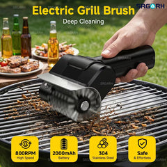 Cordless Electric Grill Brush, Rechargeable BBQ Cleaner with Stainless Steel Bristles