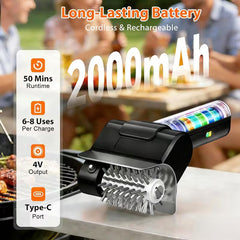 Cordless Electric Grill Brush, Rechargeable BBQ Cleaner with Stainless Steel Bristles